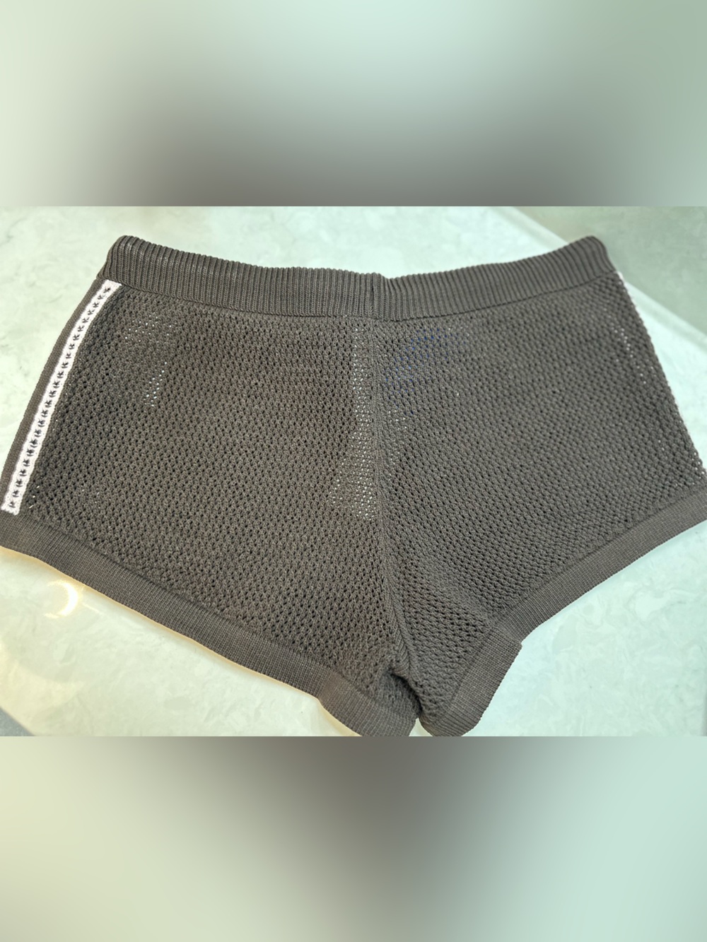 adidas Black Mesh Athletic Shorts with White Trim - Picture 6 of 8